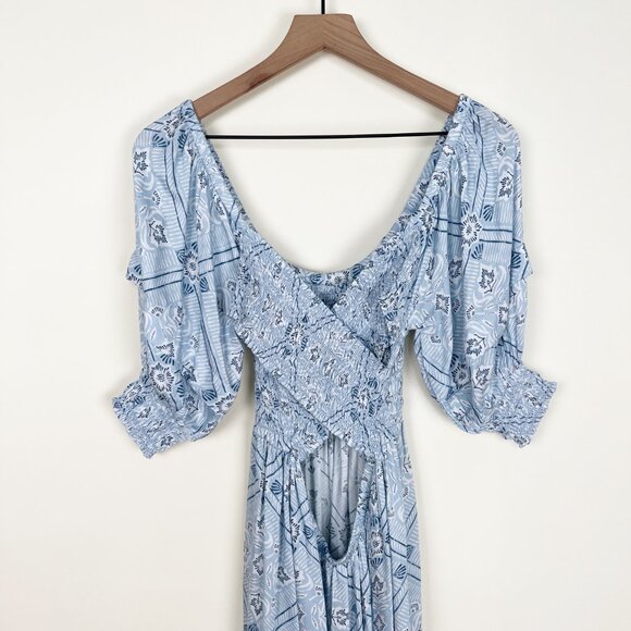 Anthropologie Omika Handmade Midi Blair Dress Puff Poof Sleeve Euro Girl Greece - Picture 11 of 15